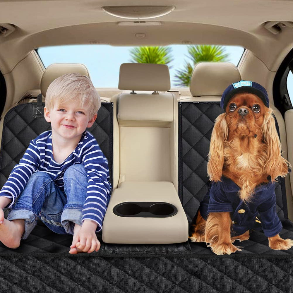 Dog Car Seat Cover, Back Seat Cover for Dogs Pet Car Seat Protector Waterproof Bench Car Seat Cover, Non-Slip Reat Seat Cover Fits Middle Armrest for Most Cars Trucks Suvs - Black